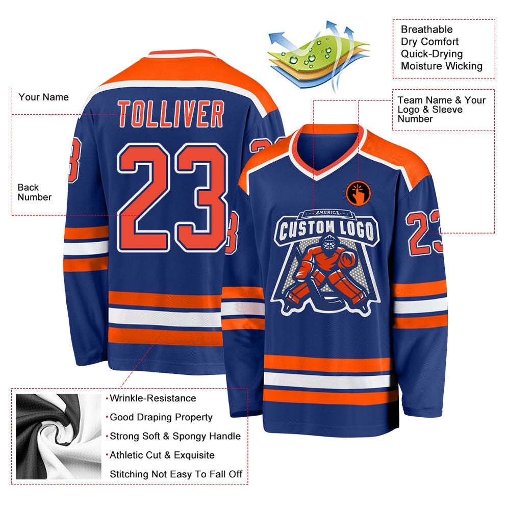 Usa Hockey Jersey, Custom Royal Orange White 1 Hockey Jersey, Team Hockey Jerseys