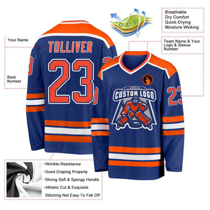 Usa Hockey Jersey, Custom Royal Orange White 1 Hockey Jersey, Team Hockey Jerseys