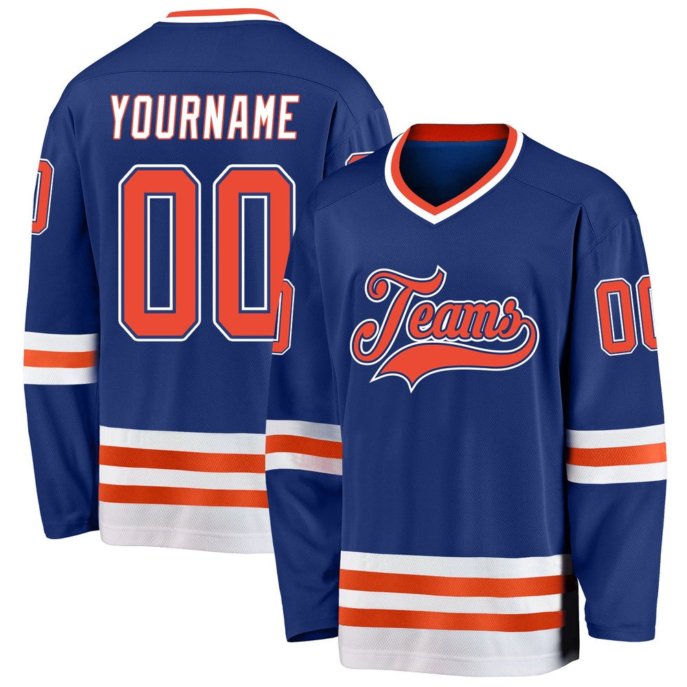 Usa Hockey Jersey, Custom Royal Orange White Hockey Jersey, Team Hockey Jerseys