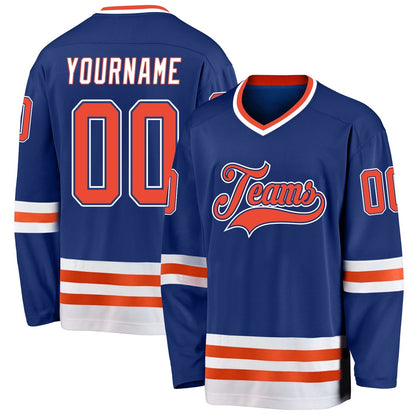 Usa Hockey Jersey, Custom Royal Orange White Hockey Jersey, Team Hockey Jerseys