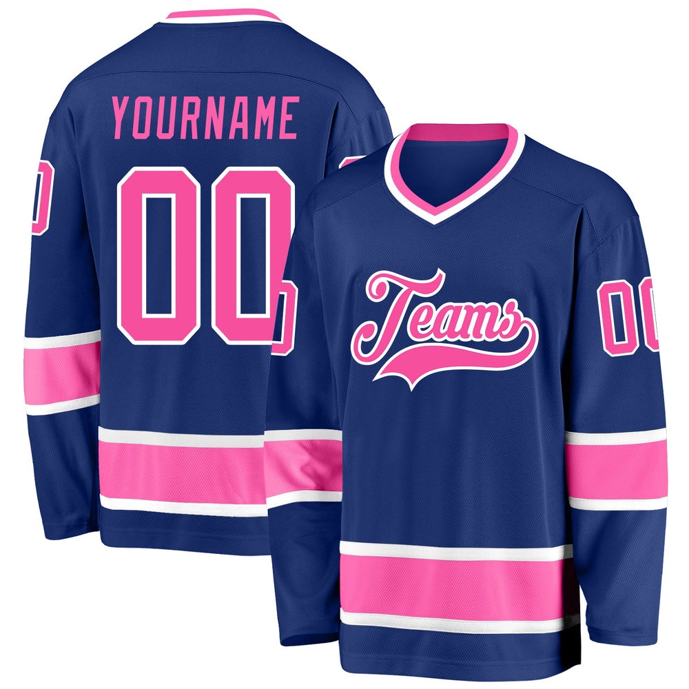 Usa Hockey Jersey, Custom Royal Pink White 1 Hockey Jersey, Team Hockey Jerseys