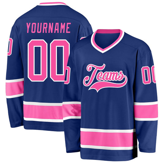 Usa Hockey Jersey, Custom Royal Pink White 1 Hockey Jersey, Team Hockey Jerseys
