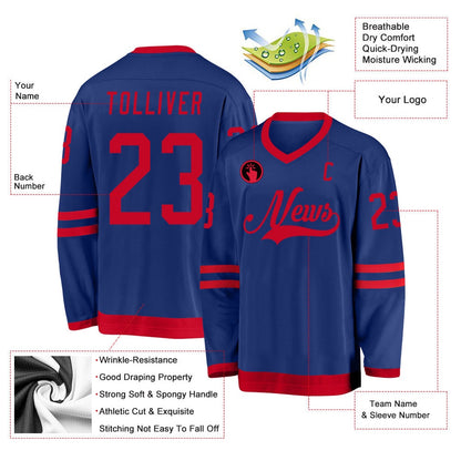 Usa Hockey Jersey, Custom Royal Red Hockey Jersey, Team Hockey Jerseys