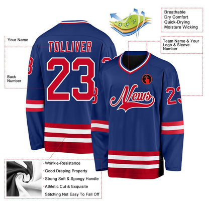 Usa Hockey Jersey, Custom Royal Red White Hockey Jersey, Team Hockey Jerseys