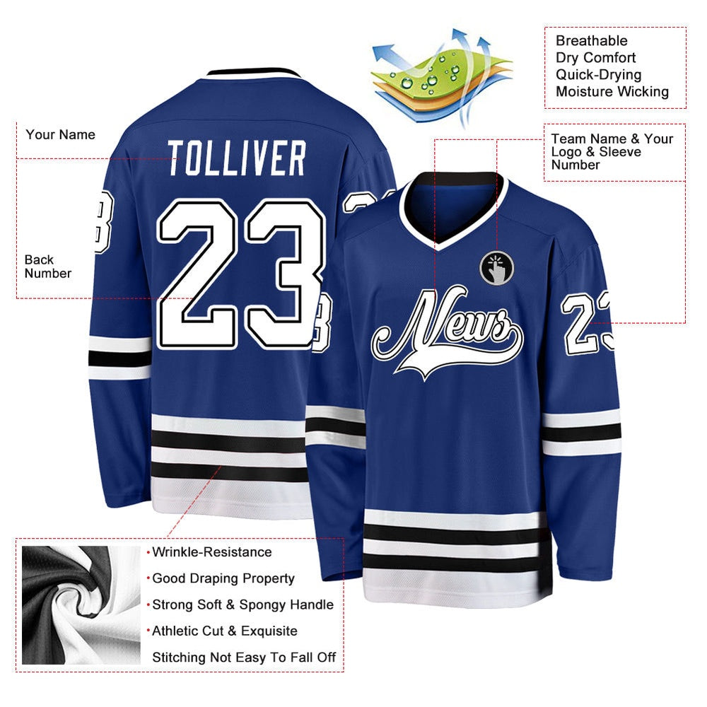 Usa Hockey Jersey, Custom Royal White Black Hockey Jersey, Team Hockey Jerseys