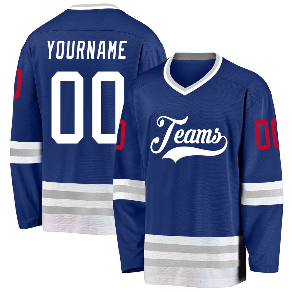 Usa Hockey Jersey, Custom Royal White Gray Hockey Jersey, Team Hockey Jerseys
