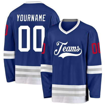 Usa Hockey Jersey, Custom Royal White Gray Hockey Jersey, Team Hockey Jerseys