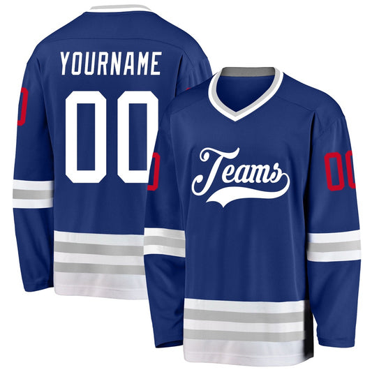 Usa Hockey Jersey, Custom Royal White Gray Hockey Jersey, Team Hockey Jerseys