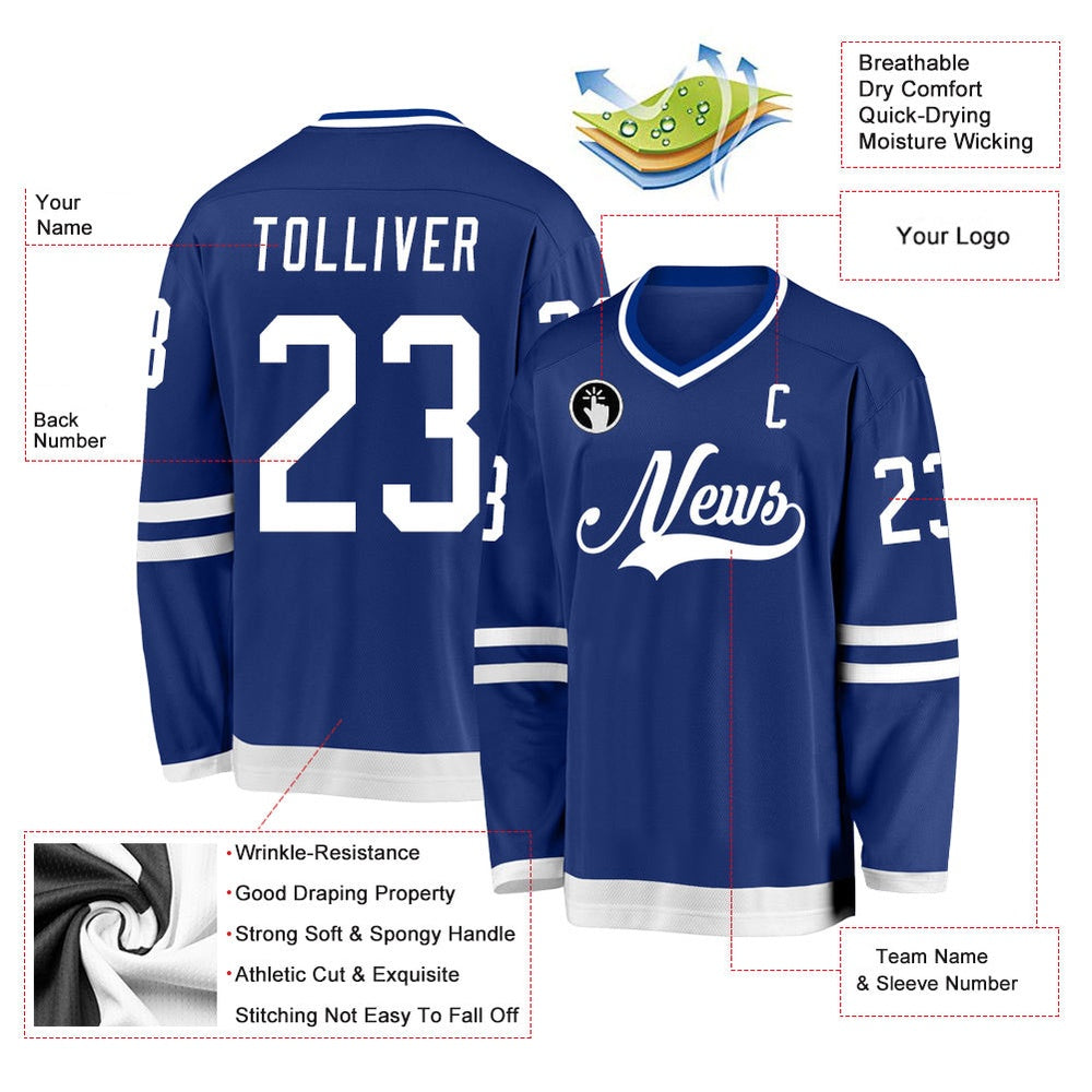 Usa Hockey Jersey, Custom Royal White Hockey Jersey, Team Hockey Jerseys