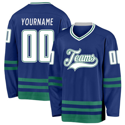 Usa Hockey Jersey, Custom Royal White Kelly Green Hockey Jersey, Team Hockey Jerseys