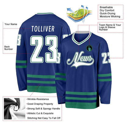 Usa Hockey Jersey, Custom Royal White Kelly Green Hockey Jersey, Team Hockey Jerseys