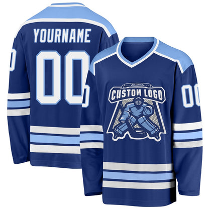 Usa Hockey Jersey, Custom Royal White Light Blue 1 Hockey Jersey, Team Hockey Jerseys