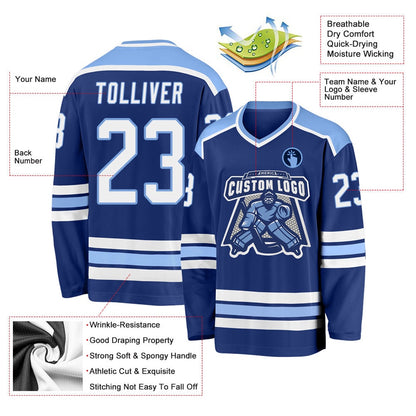 Usa Hockey Jersey, Custom Royal White Light Blue 1 Hockey Jersey, Team Hockey Jerseys