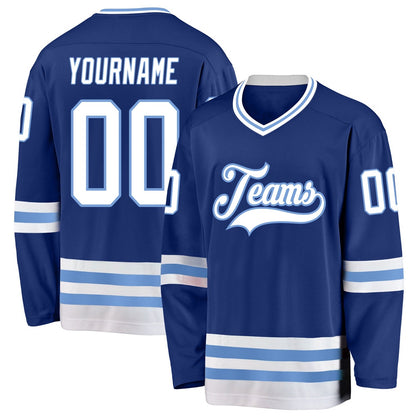 Usa Hockey Jersey, Custom Royal White Light Blue Hockey Jersey, Team Hockey Jerseys