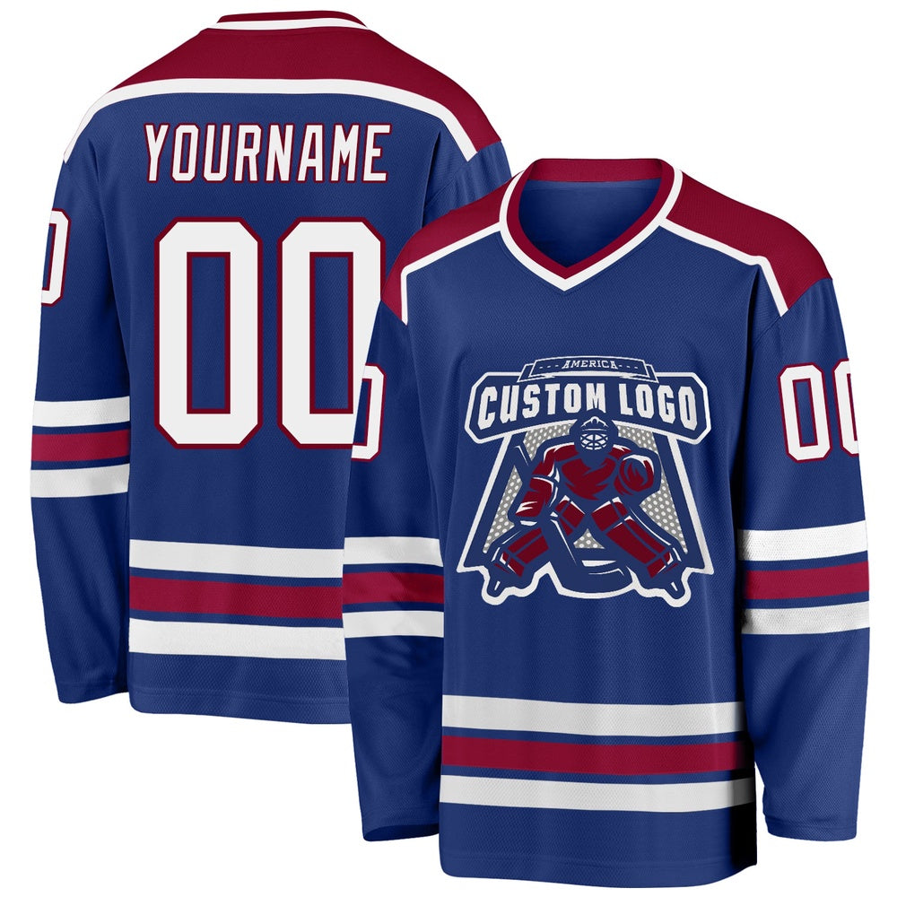 Usa Hockey Jersey, Custom Royal White Maroon Hockey Jersey, Team Hockey Jerseys
