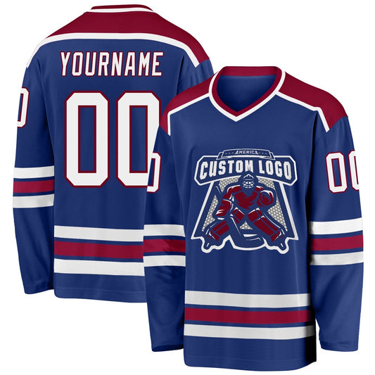 Usa Hockey Jersey, Custom Royal White Maroon Hockey Jersey, Team Hockey Jerseys