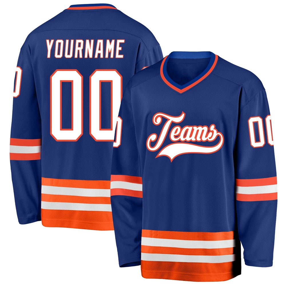 Usa Hockey Jersey, Custom Royal White Orange Hockey Jersey, Team Hockey Jerseys