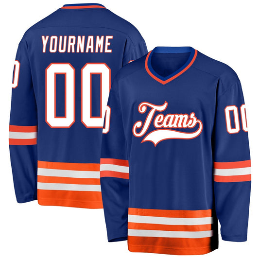 Usa Hockey Jersey, Custom Royal White Orange Hockey Jersey, Team Hockey Jerseys