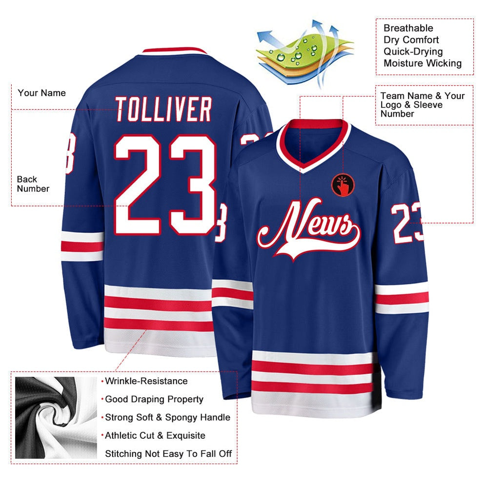 Usa Hockey Jersey, Custom Royal White Red Hockey Jersey, Team Hockey Jerseys