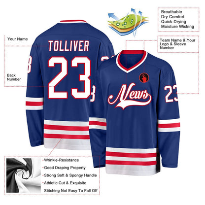 Usa Hockey Jersey, Custom Royal White Red Hockey Jersey, Team Hockey Jerseys