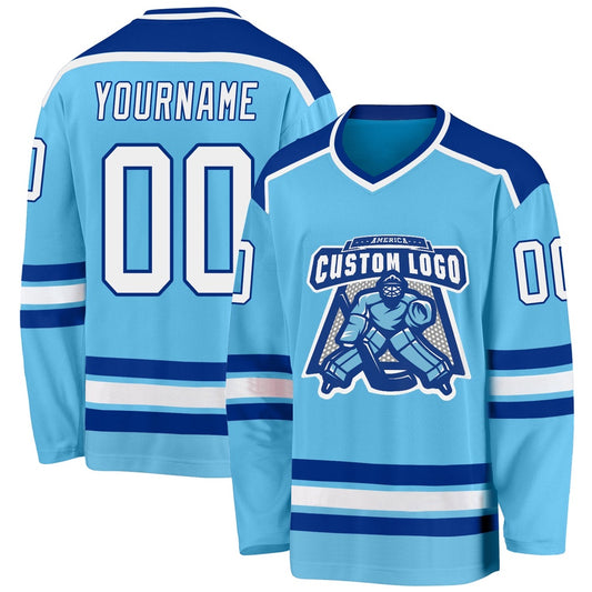 Usa Hockey Jersey, Custom Sky Blue White Royal Hockey Jersey, Team Hockey Jerseys