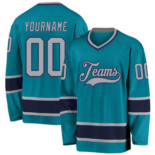Usa Hockey Jersey, Custom Teal Gray Navy_9044 Hockey Jersey, Team Hockey Jerseys