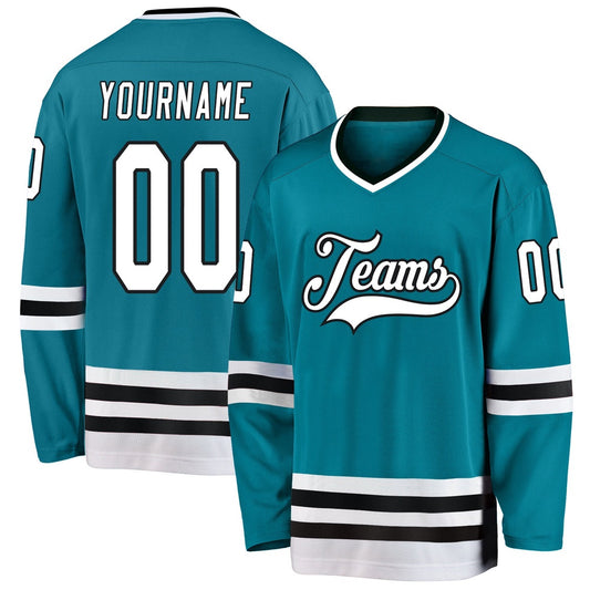 Usa Hockey Jersey, Custom Teal White Black 1 Hockey Jersey, Team Hockey Jerseys