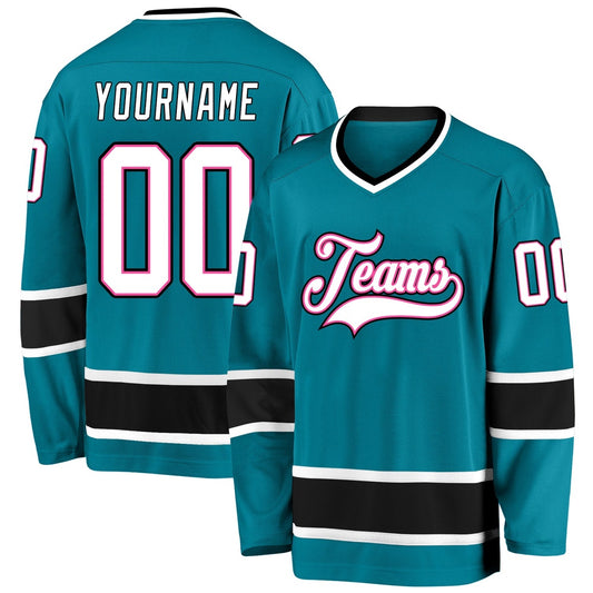 Usa Hockey Jersey, Custom Teal White Black Hockey Jersey, Team Hockey Jerseys