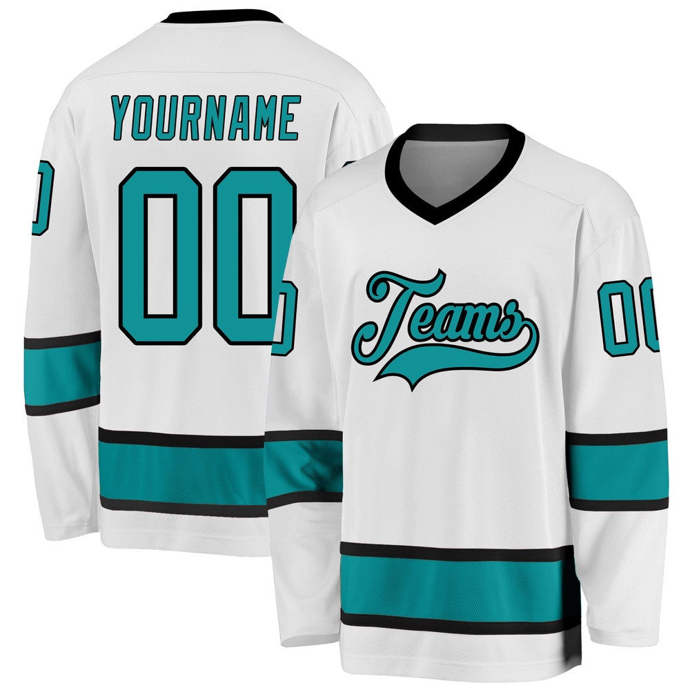Usa Hockey Jersey, Custom White Aqua Black 1 Hockey Jersey, Team Hockey Jerseys