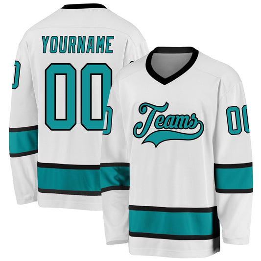 Usa Hockey Jersey, Custom White Aqua Black 1 Hockey Jersey, Team Hockey Jerseys