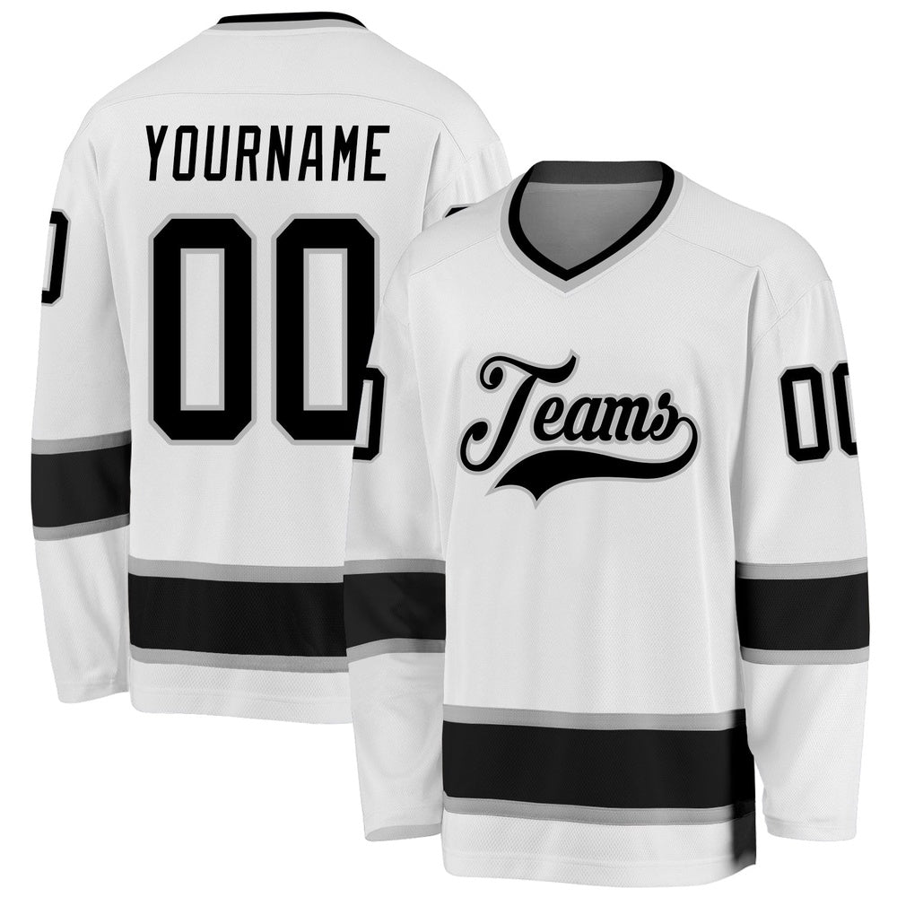 Usa Hockey Jersey, Custom White Black Gray Hockey Jersey, Team Hockey Jerseys