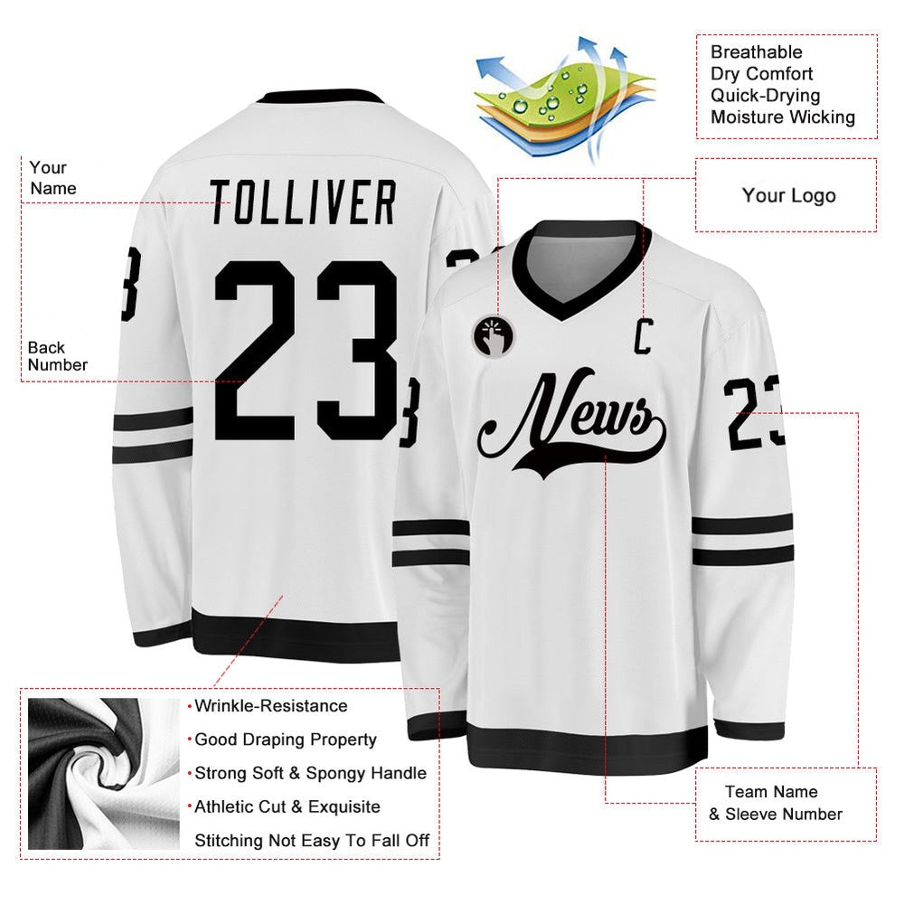 Usa Hockey Jersey, Custom White Black Hockey Jersey, Team Hockey Jerseys
