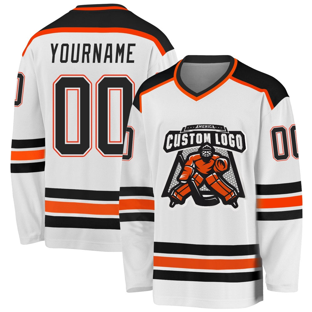 Usa Hockey Jersey, Custom White Black Orange 1 Hockey Jersey, Team Hockey Jerseys