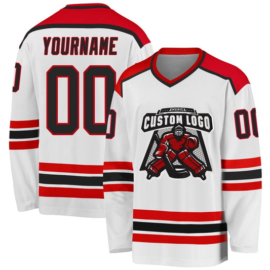 Usa Hockey Jersey, Custom White Black Red 2 Hockey Jersey, Team Hockey Jerseys