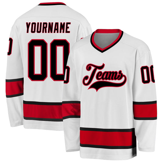 Usa Hockey Jersey, Custom White Black Red Hockey Jersey, Team Hockey Jerseys