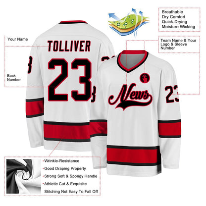 Usa Hockey Jersey, Custom White Black Red Hockey Jersey, Team Hockey Jerseys