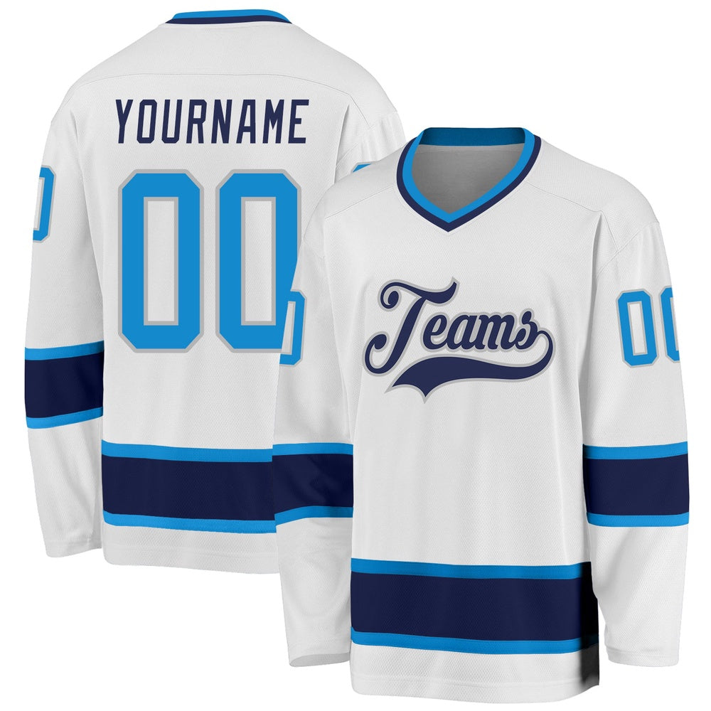 Usa Hockey Jersey, Custom White Blue Navy Hockey Jersey, Team Hockey Jerseys
