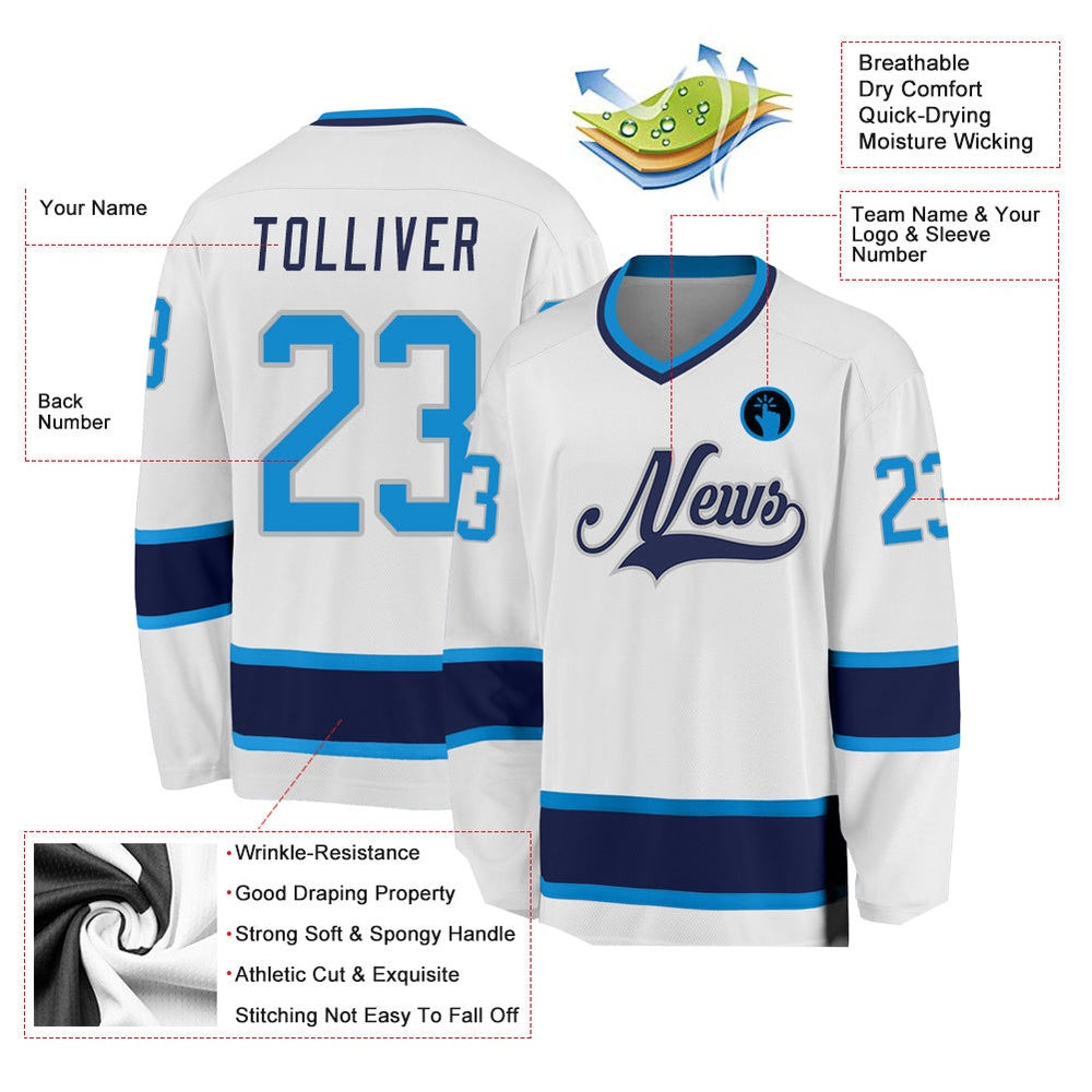 Usa Hockey Jersey, Custom White Blue Navy Hockey Jersey, Team Hockey Jerseys