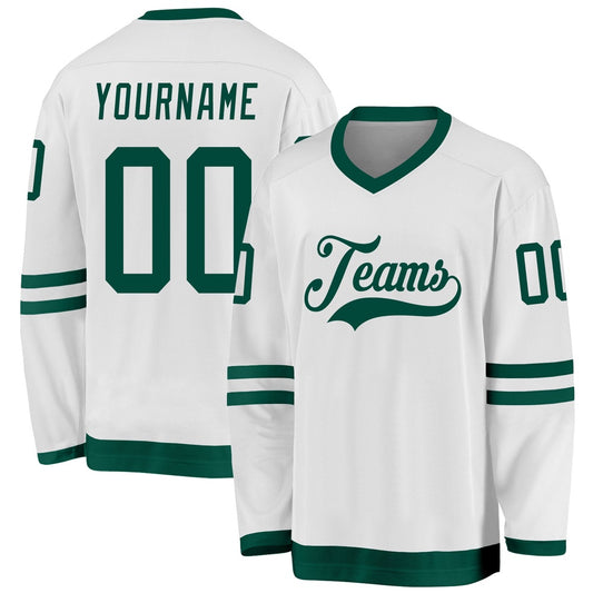 Usa Hockey Jersey, Custom White Green Hockey Jersey, Team Hockey Jerseys