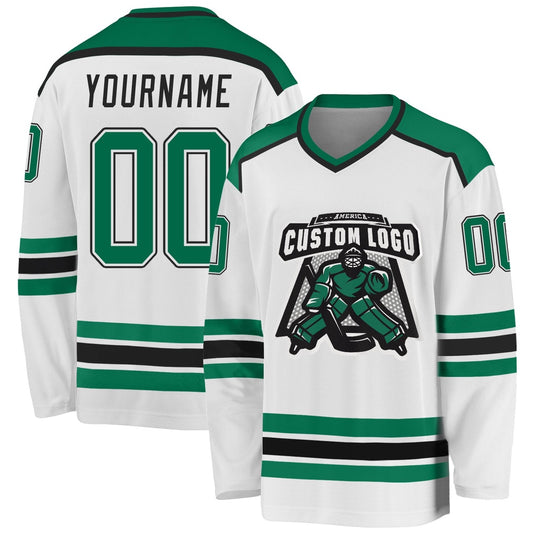 Usa Hockey Jersey, Custom White Kelly Green Black 1 Hockey Jersey, Team Hockey Jerseys
