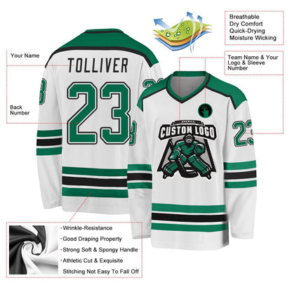 Usa Hockey Jersey, Custom White Kelly Green Black 1 Hockey Jersey, Team Hockey Jerseys