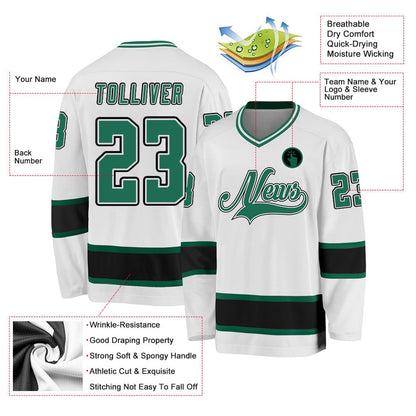Usa Hockey Jersey, Custom White Kelly Green Black Hockey Jersey, Team Hockey Jerseys