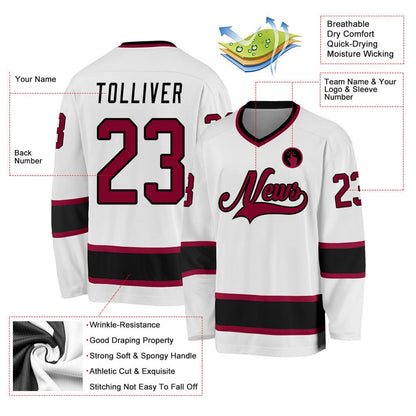 Usa Hockey Jersey, Custom White Maroon Black Hockey Jersey, Team Hockey Jerseys