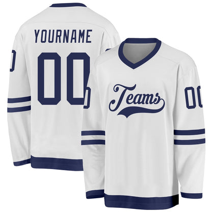 Usa Hockey Jersey, Custom White Navy Hockey Jersey, Team Hockey Jerseys