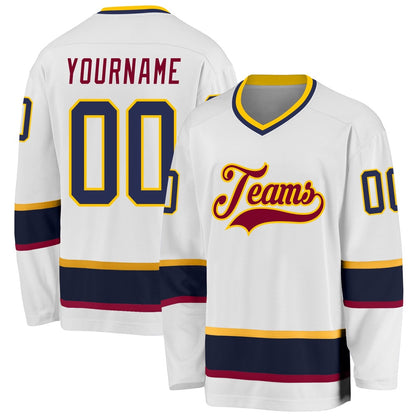 Usa Hockey Jersey, Custom White Navy Maroon Hockey Jersey, Team Hockey Jerseys