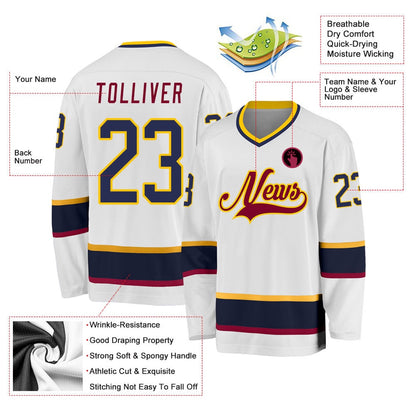 Usa Hockey Jersey, Custom White Navy Maroon Hockey Jersey, Team Hockey Jerseys