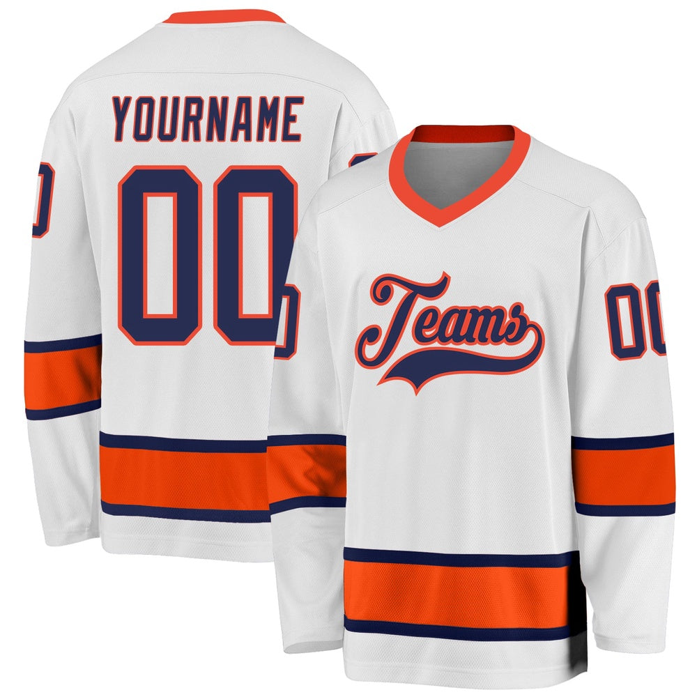 Usa Hockey Jersey, Custom White Navy Orange 1 Hockey Jersey, Team Hockey Jerseys