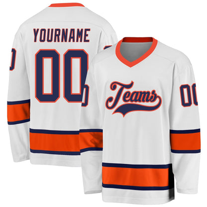 Usa Hockey Jersey, Custom White Navy Orange 1 Hockey Jersey, Team Hockey Jerseys