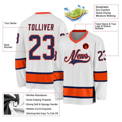 Usa Hockey Jersey, Custom White Navy Orange 1 Hockey Jersey, Team Hockey Jerseys