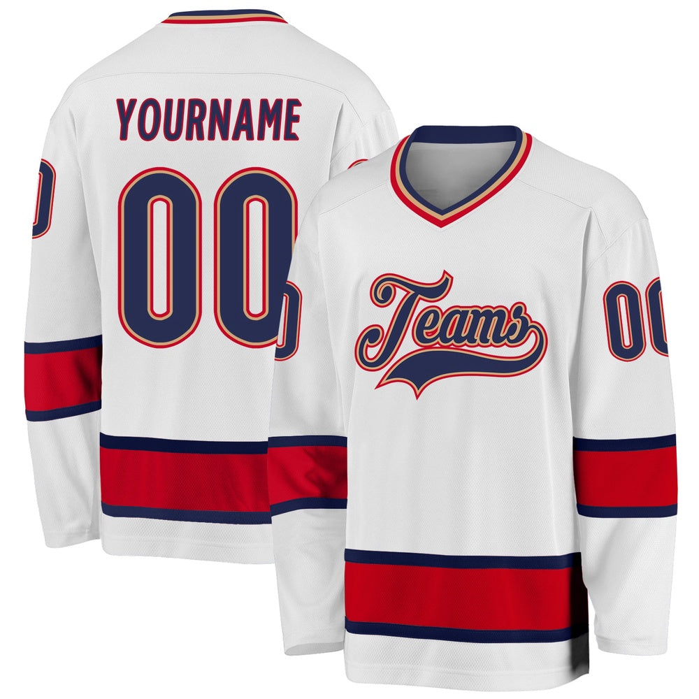 Usa Hockey Jersey, Custom White Navy Red Hockey Jersey, Team Hockey Jerseys